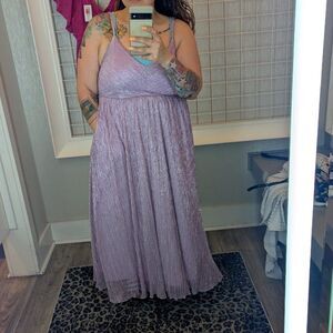 Torrid NWT 0X Dusk Purple Shimmer Mermaid Fantasy Tea Length Sleeveless Dress